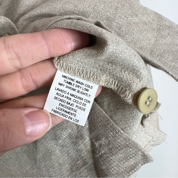 EILEEN FISHER Natural Short Round Neck Button Front Lightweight Jacket - Picture 13 of 14